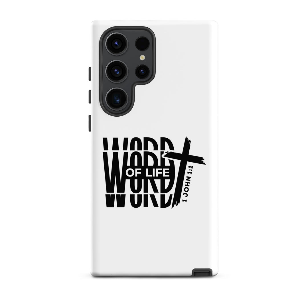 Christian Phone Case Word of Life Cross White for Samsung® Samsung® Phone Cases Matte Samsung Galaxy S23 Ultra 