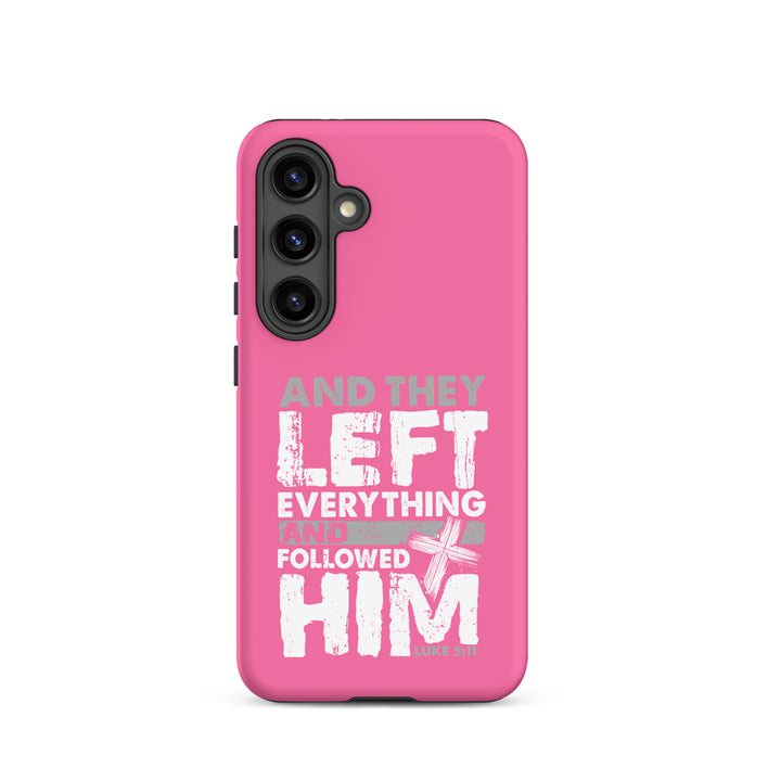 Christian Phone Case Left Everything Cross Pink for Samsung® Samsung® Phone Cases Matte Samsung Galaxy S24 