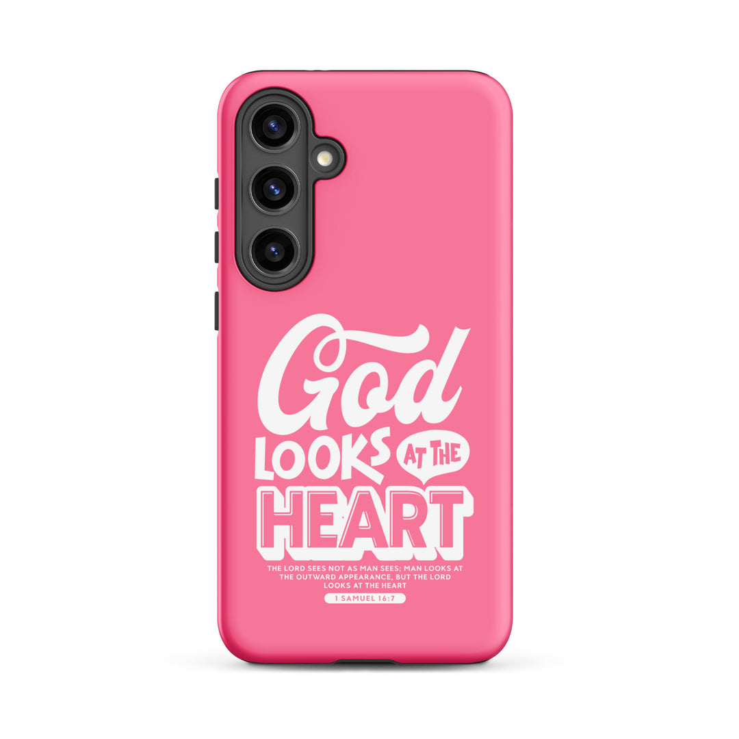 Christian Phone Case God Looks At Heart  for Samsung® Samsung® Phone Cases Matte Samsung Galaxy S24 Plus 