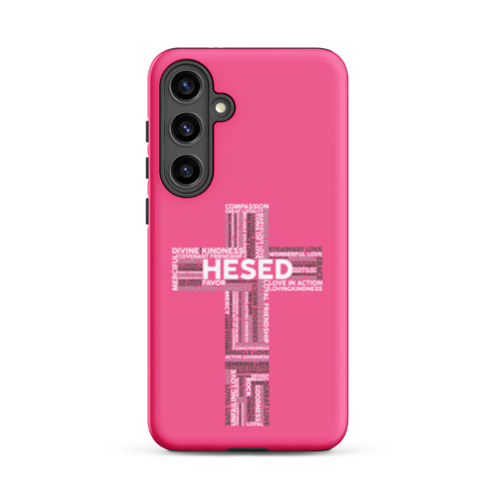 Christian Phone Case Hesed Cross Pink for Samsung® Samsung® Phone Cases Matte Samsung Galaxy S24 Plus 