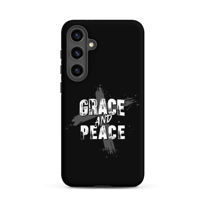 Christian Phone Case Grace and Peace Cross Black for Samsung® Samsung® Phone Cases Matte Samsung Galaxy S24 Plus 