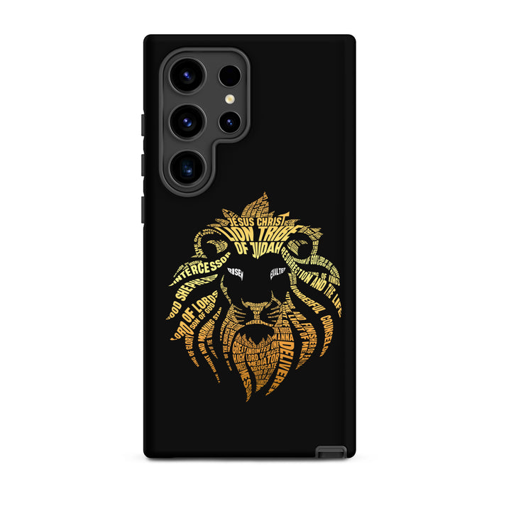 Christian Phone Case Lion Word Cloud Black for Samsung® Samsung® Phone Cases Matte Samsung Galaxy S24 Ultra 