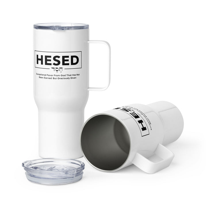 Hesed Hebrew Exceptional Favor 25 oz Travel Mug with Handle Travel Mug Default Title  