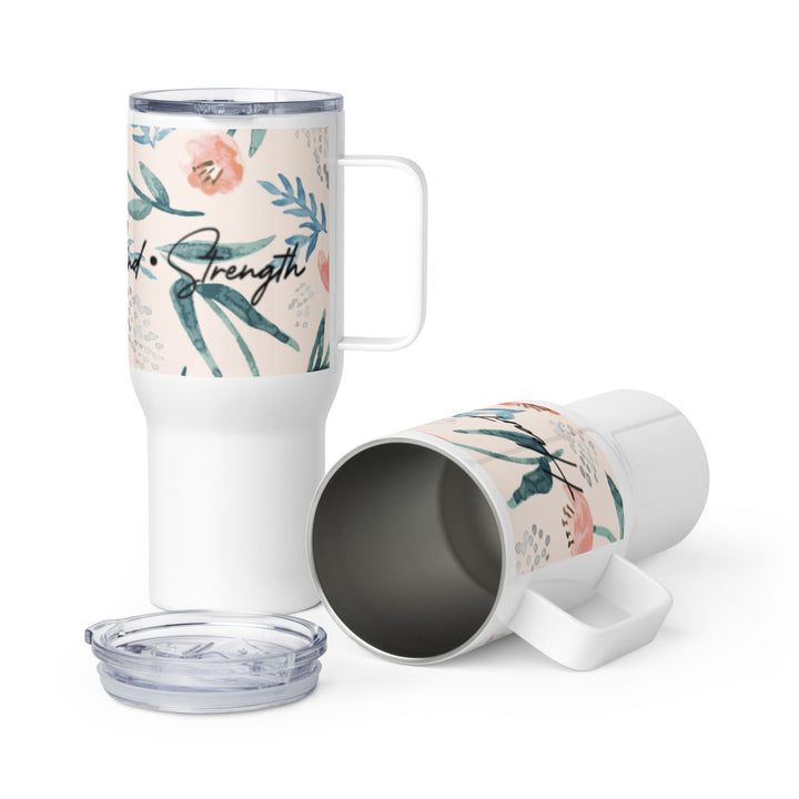 Heart Soul Mind Strength Floral 25 oz Travel Mug with Handle Travel Mug Default Title  