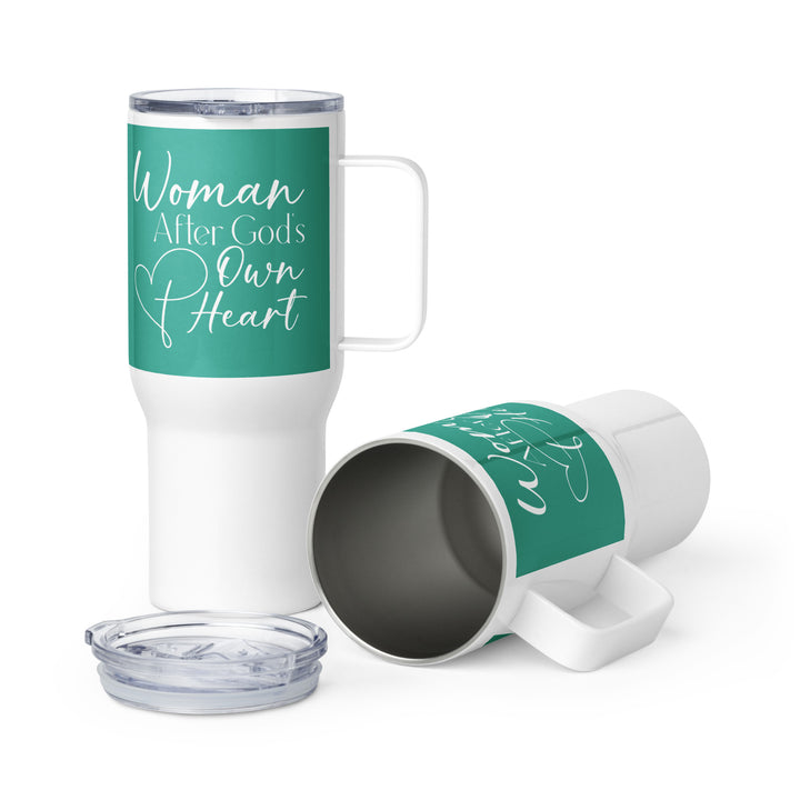 Woman After God's Own Heart Teal 25 oz Travel Mug with Handle Travel Mug Default Title  