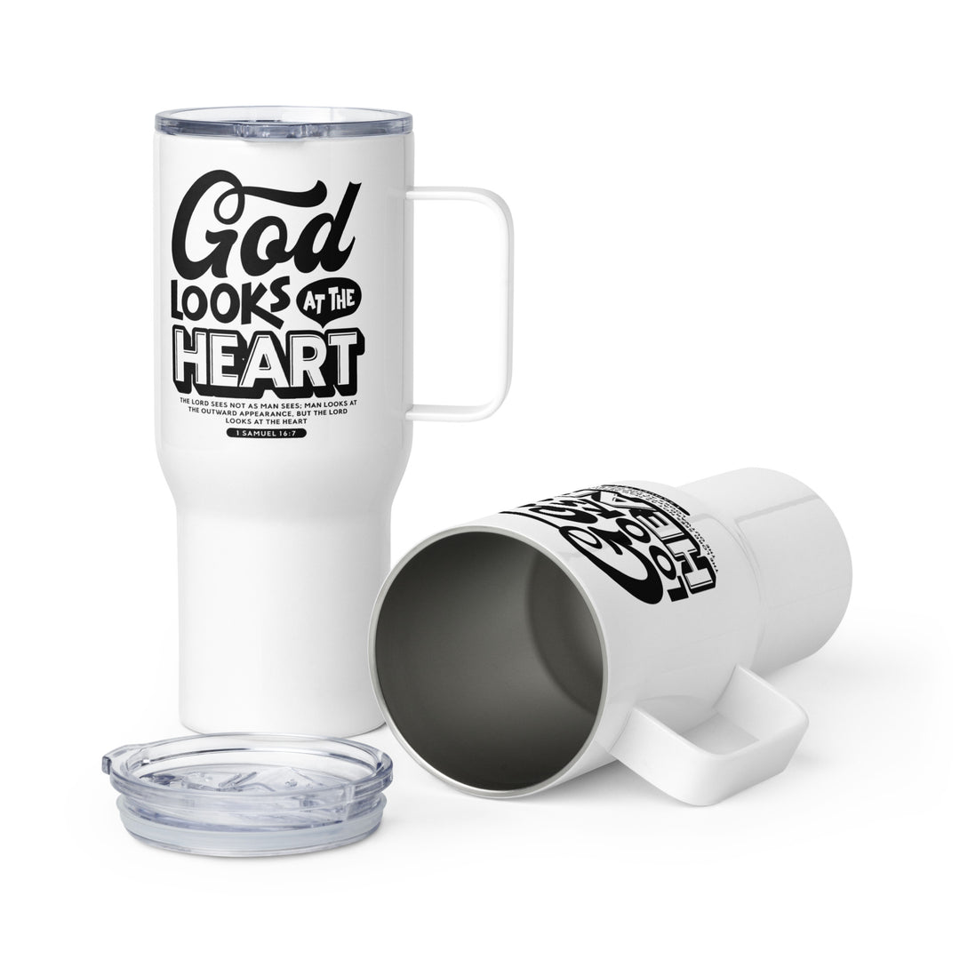 Christian Coffee Mug Travel Cup God Looks At The Heart 25 oz Travel Mug Default Title  