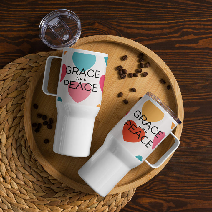 Grace and Peace Hearts 25 oz Travel Mug with Handle Travel Mug Default Title  