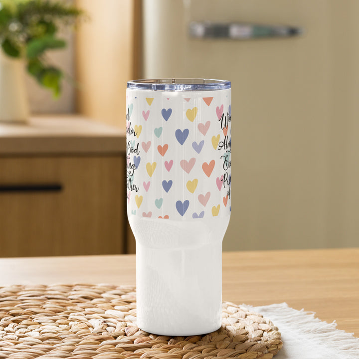 Wonderful Counselor Hearts 25 oz Travel Mug with Handle Travel Mug   