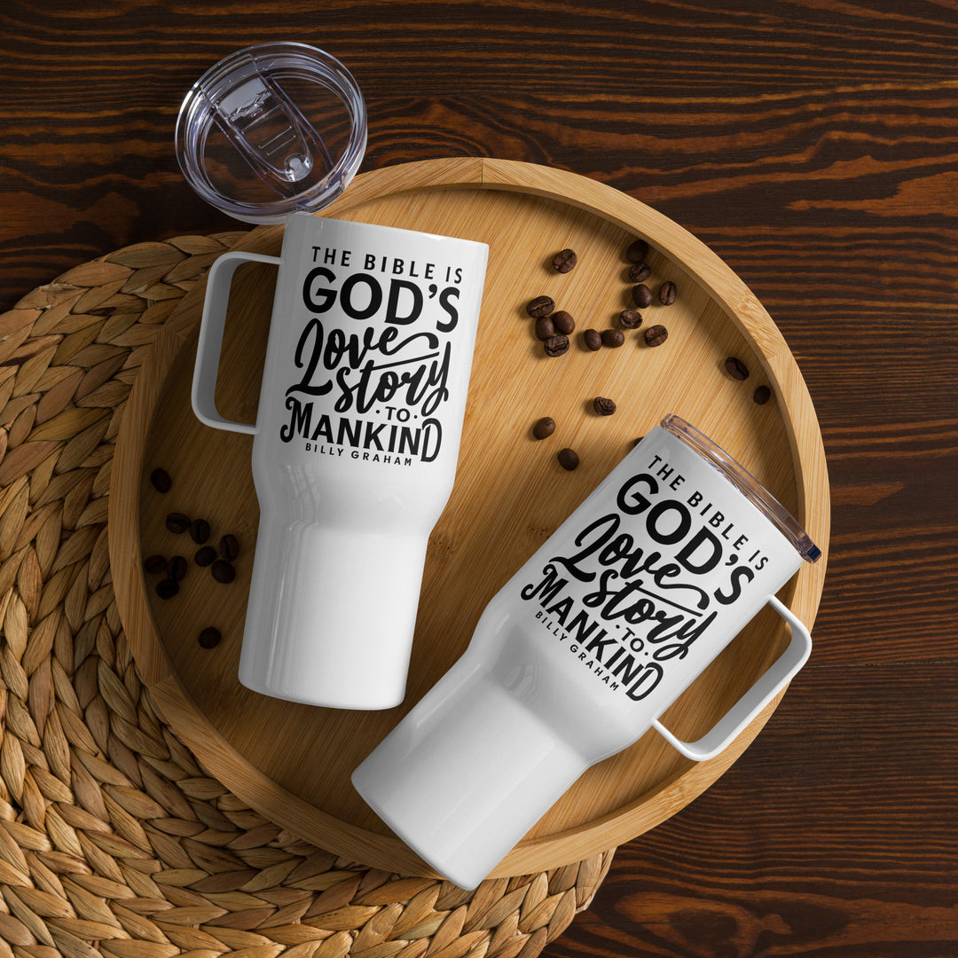 God's Love Story 25 oz Travel Mug with Handle Travel Mug   