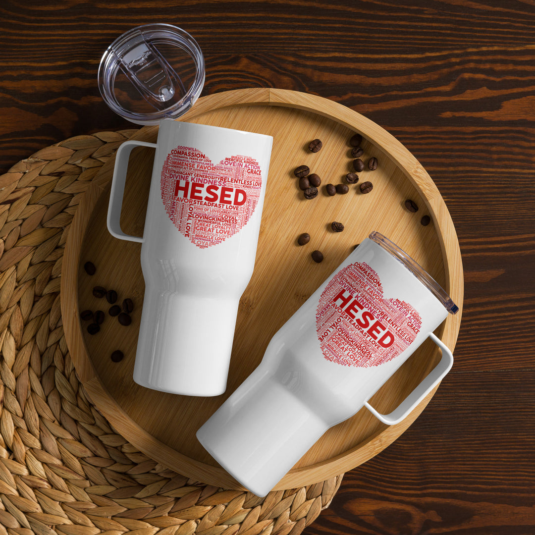 Hesed Heart Cloud Heart 25 oz Travel Mug with Handle Travel Mug   