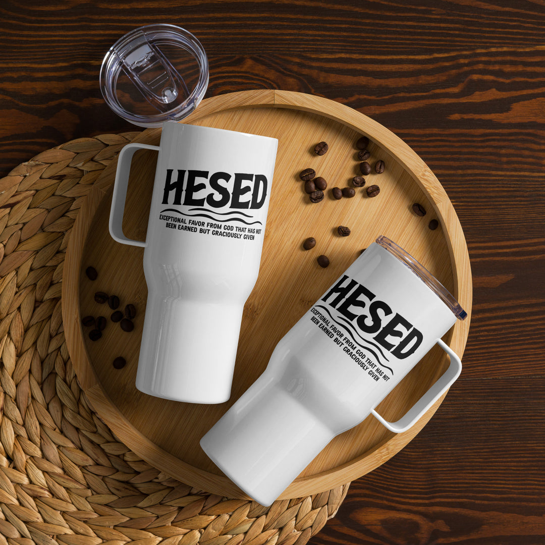 Hesed Exceptional Favor 25 oz Travel Mug with Handle Travel Mug   