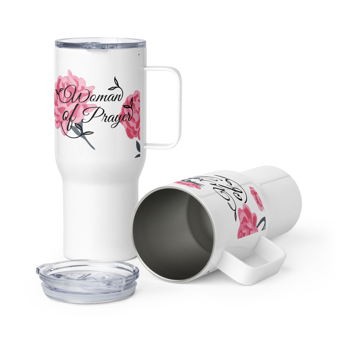 Woman of Prayer Rose 25 oz Travel Mug with Handle Travel Mug   