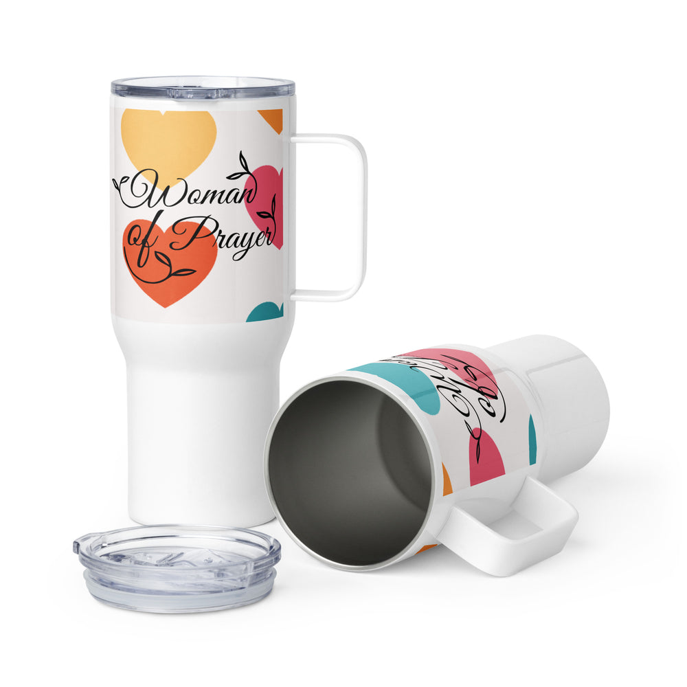 Woman of Prayer Heart 25 oz Travel Mug with Handle Travel Mug   