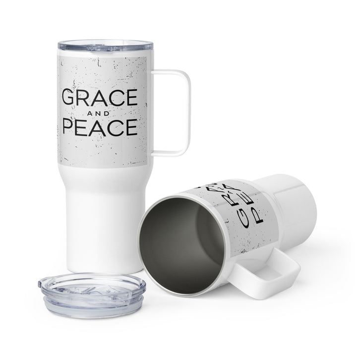 Grace and Peace Gray 25 oz Travel Mug with Handle Travel Mug   