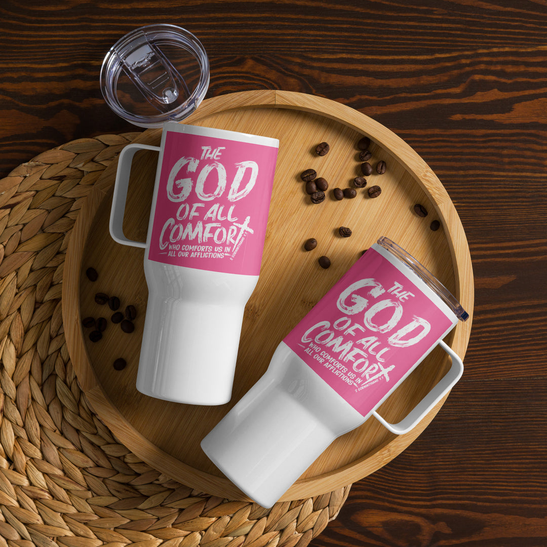 Christian Coffee Mug Travel Cup God of All Comfort 25 oz Travel Mug   