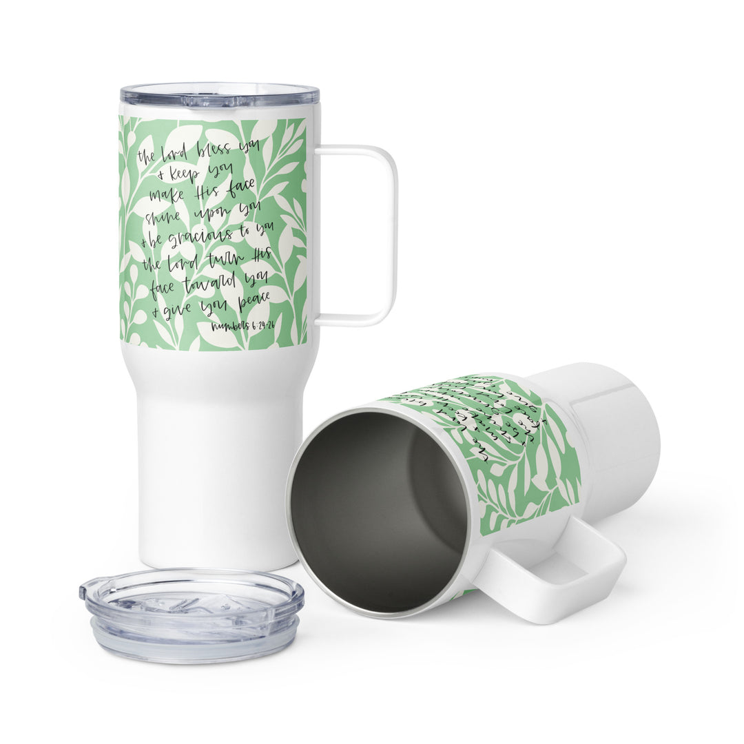 Bless and Keep Green 25 oz Travel Mug with Handle Travel Mug   