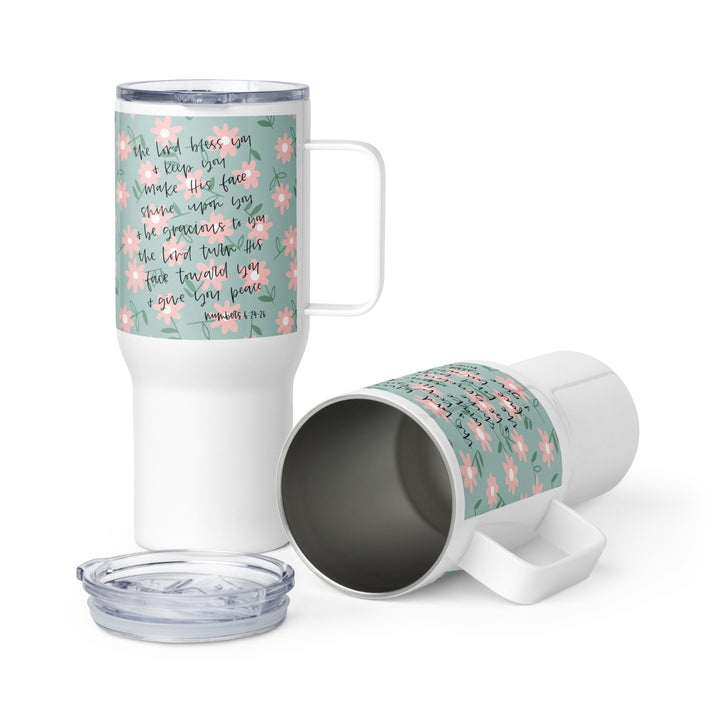 Bless and Keep Daisy 25 oz Travel Mug with Handle Travel Mug   