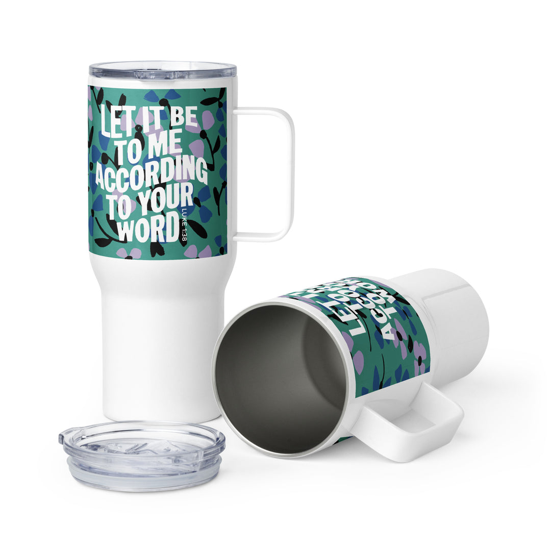 According To Your Word Green Multi 25 oz Travel Mug with Handle Travel Mug   