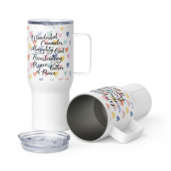 Wonderful Counselor Hearts 25 oz Travel Mug with Handle Travel Mug   