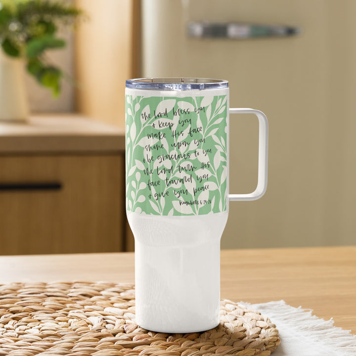 Bless and Keep Green 25 oz Travel Mug with Handle Travel Mug   