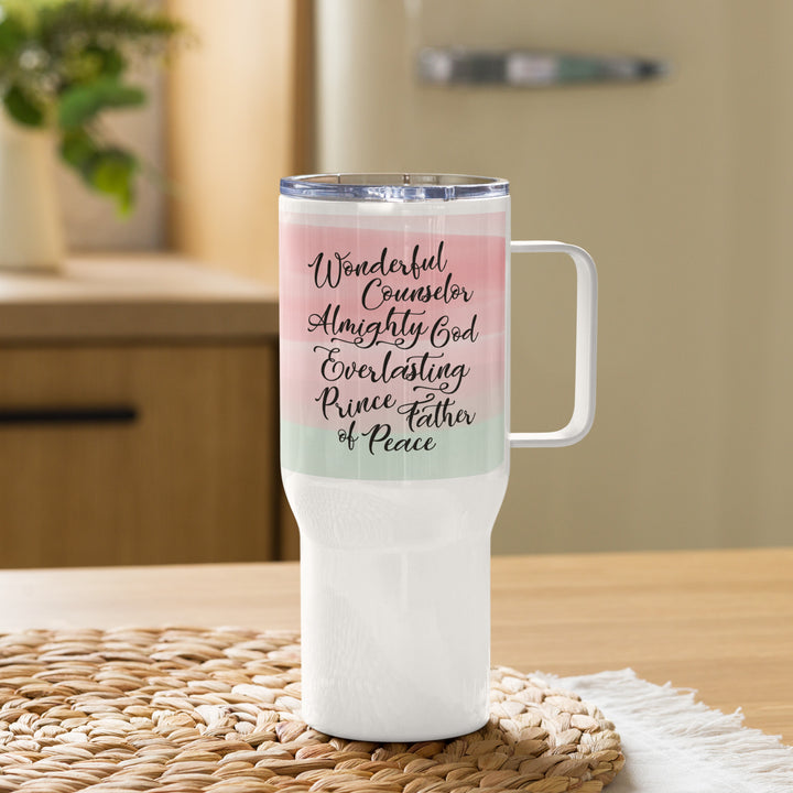 Wonderful Counselor Pink 25 oz Travel Mug with Handle Travel Mug   