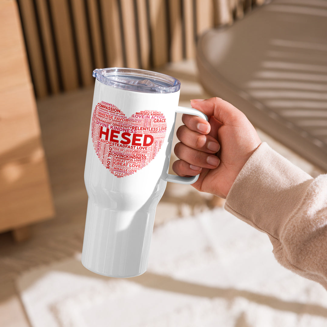 Hesed Heart Cloud Heart 25 oz Travel Mug with Handle Travel Mug   