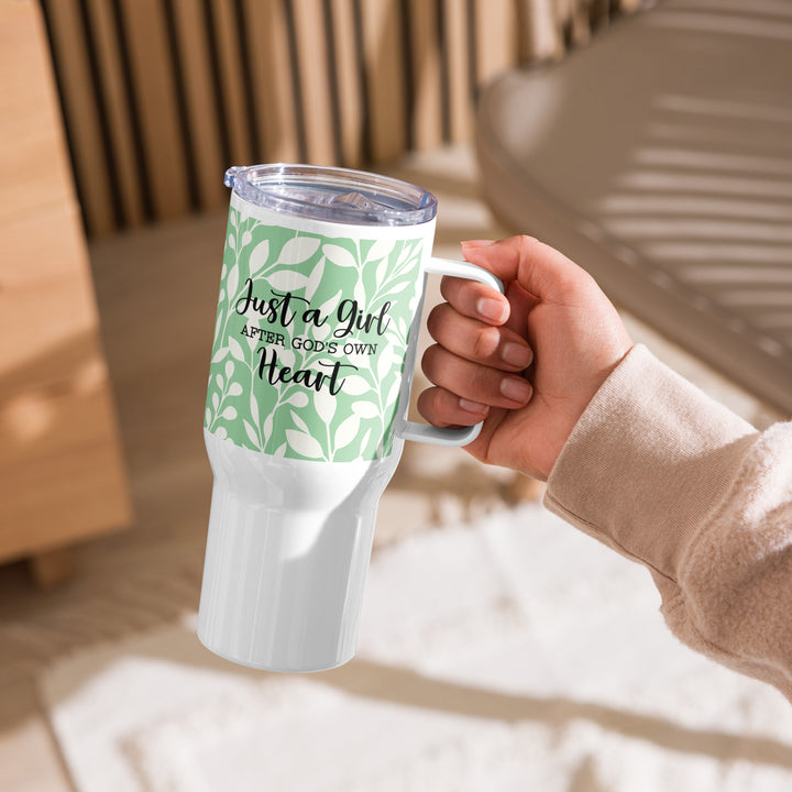 Christian Coffee Mug Travel Cup Girl After God's Own Heart Green 25 oz Travel Mug   