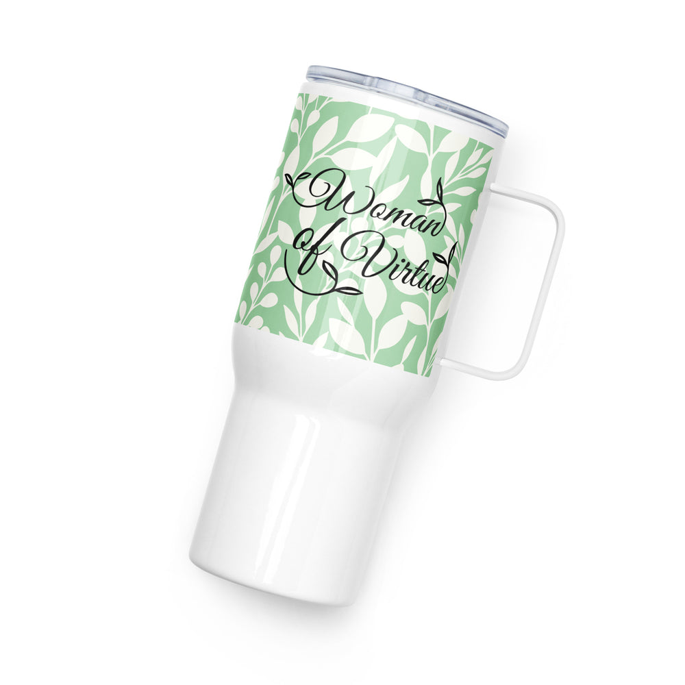 Woman of Virtue Green 25 oz Travel Mug with Handle Travel Mug   