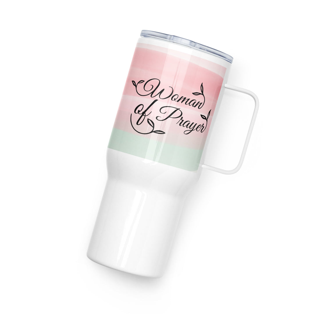 Woman of Prayer Pink Green 25 oz Travel Mug with Handle Travel Mug   