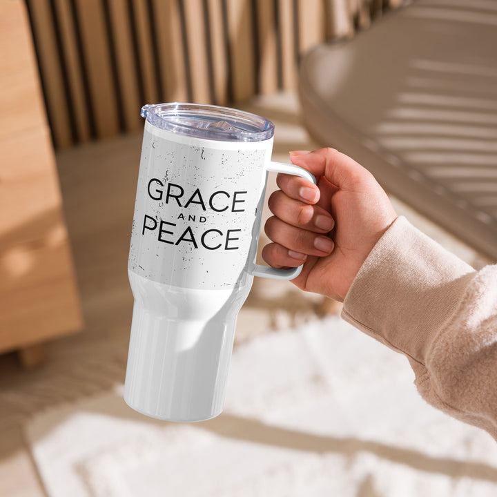 Grace and Peace Gray 25 oz Travel Mug with Handle Travel Mug   