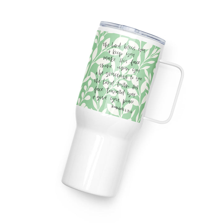 Bless and Keep Green 25 oz Travel Mug with Handle Travel Mug   