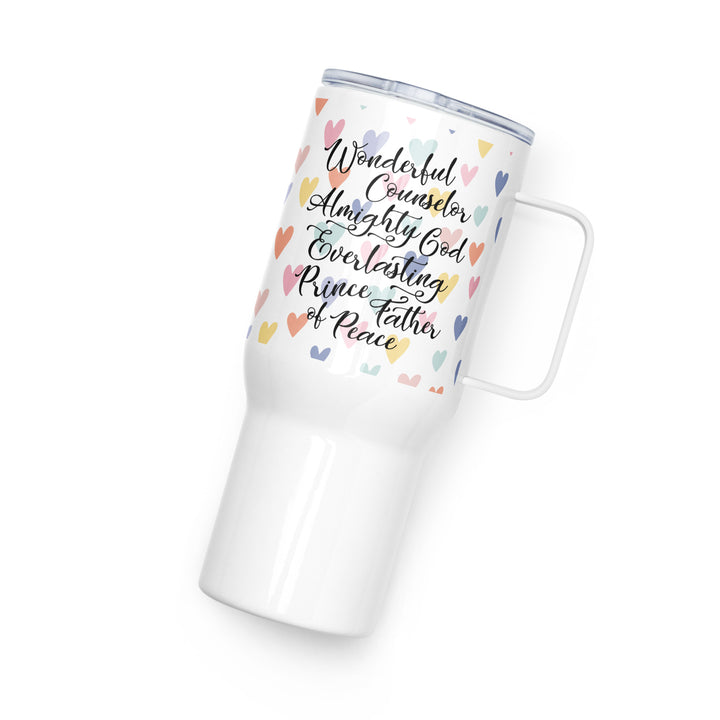 Wonderful Counselor Hearts 25 oz Travel Mug with Handle Travel Mug   