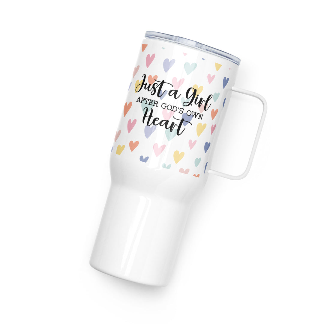 Christian Coffee Mug Travel Cup Girl After God's Own Heart Multi Hearts 25 oz Travel Mug   