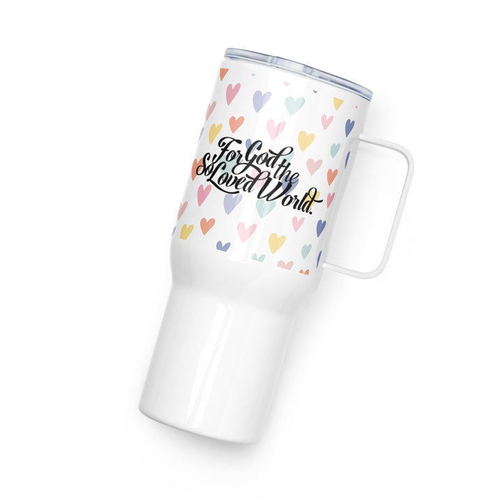 Christian Coffee Mug Travel Cup God So Loved Hearts 25 oz Travel Mug   