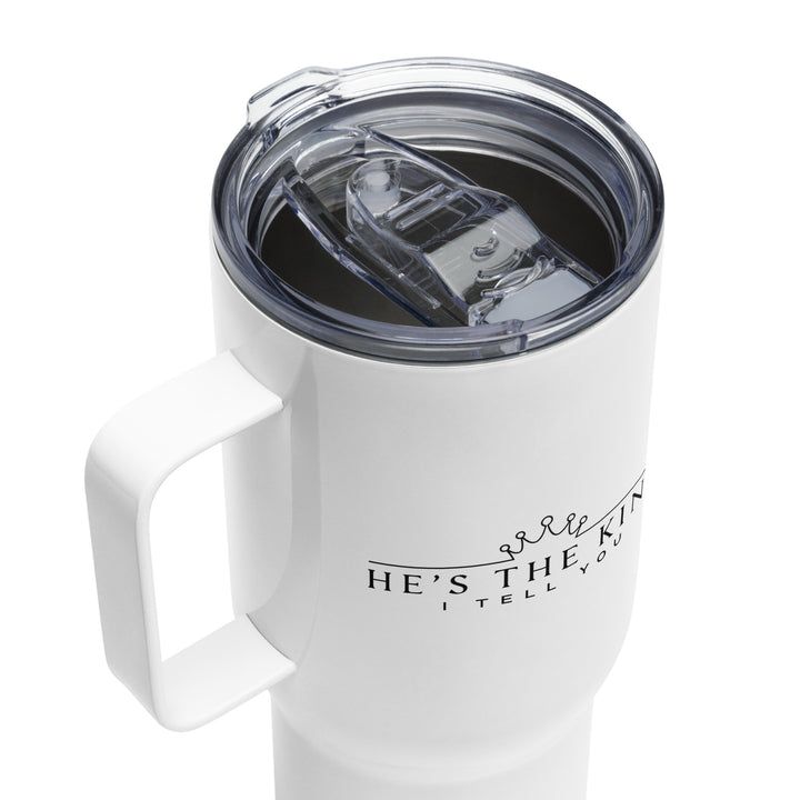 He's The King 25 oz Travel Mug with Handle Travel Mug   