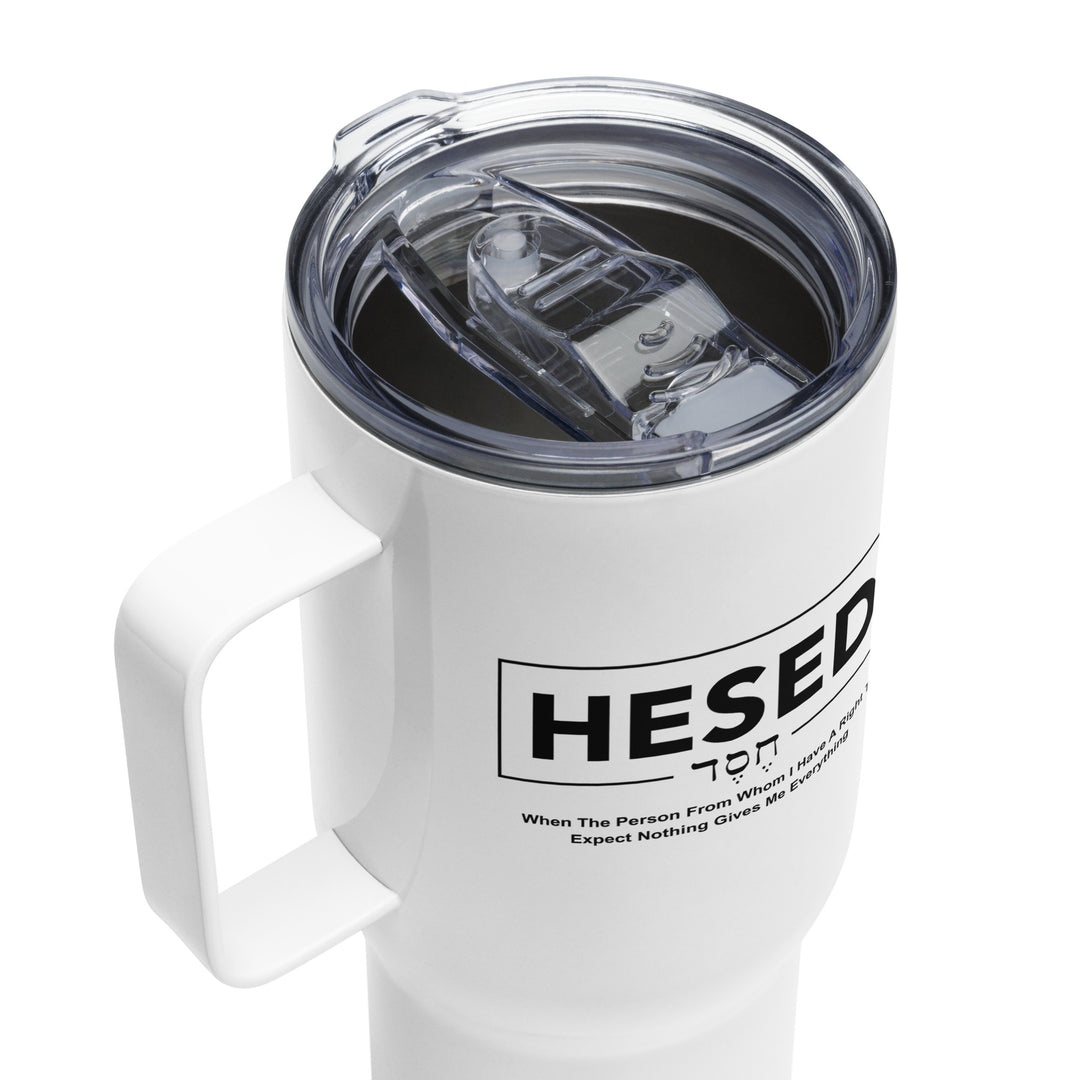 Hesed Hebrew Everything 25 oz Travel Mug with Handle Travel Mug   