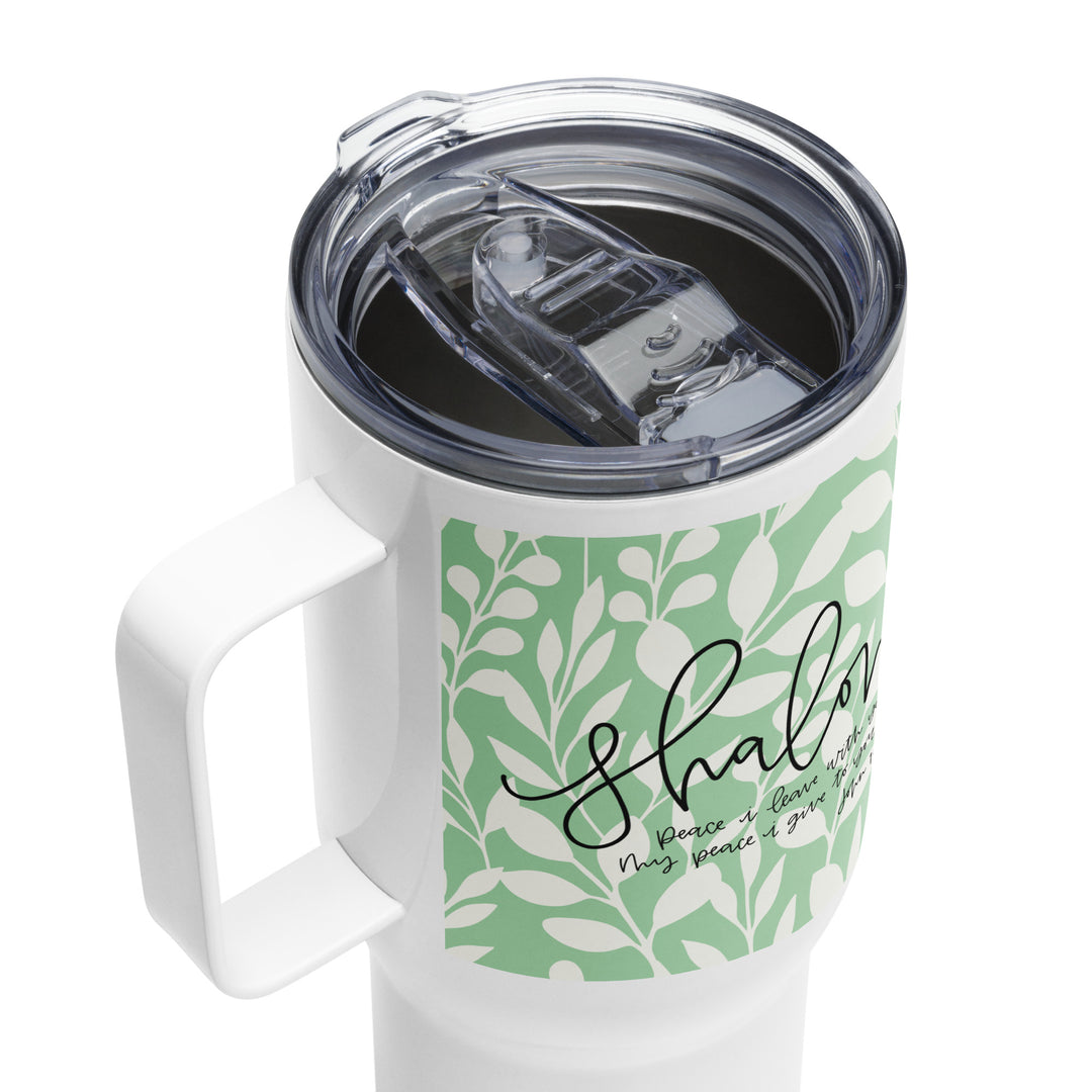 Shalom Green 25 oz Travel Mug with Handle Travel Mug   