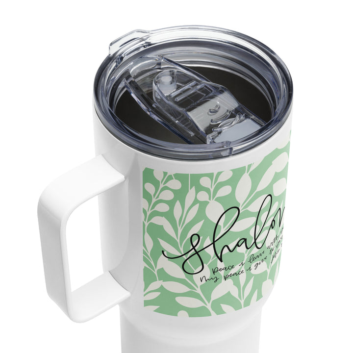 Shalom Green 25 oz Travel Mug with Handle Travel Mug   