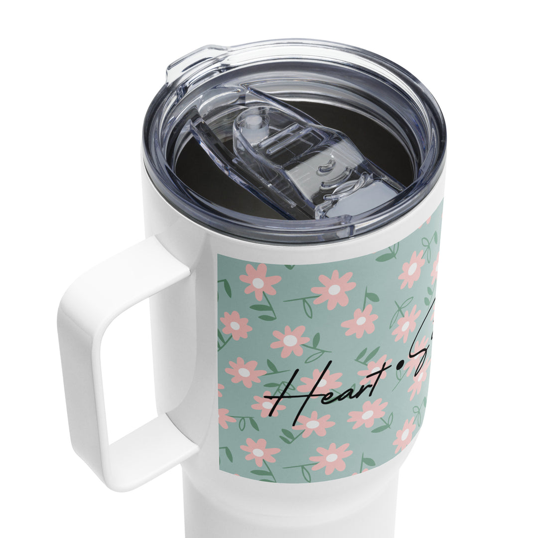 Heart Soul Mind Strength Daisy 25 oz Travel Mug with Handle Travel Mug   