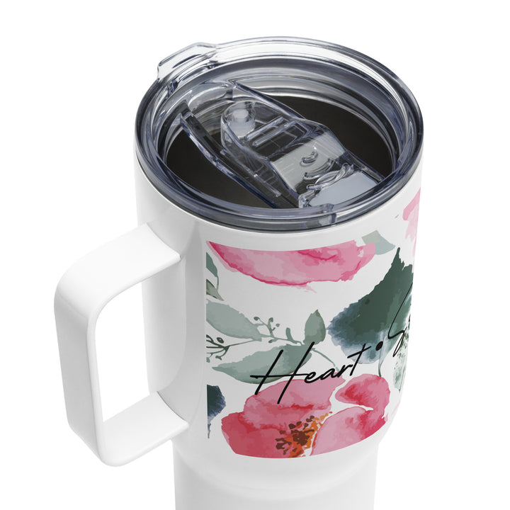 Heart Soul Mind Strength Rose 25 oz Travel Mug with Handle Travel Mug   