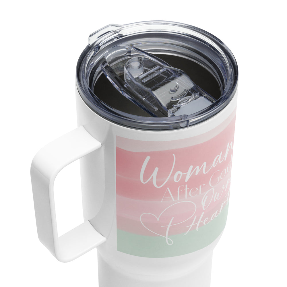 Woman After God's Own Heart Pastel 25 oz Travel Mug with Handle Travel Mug   