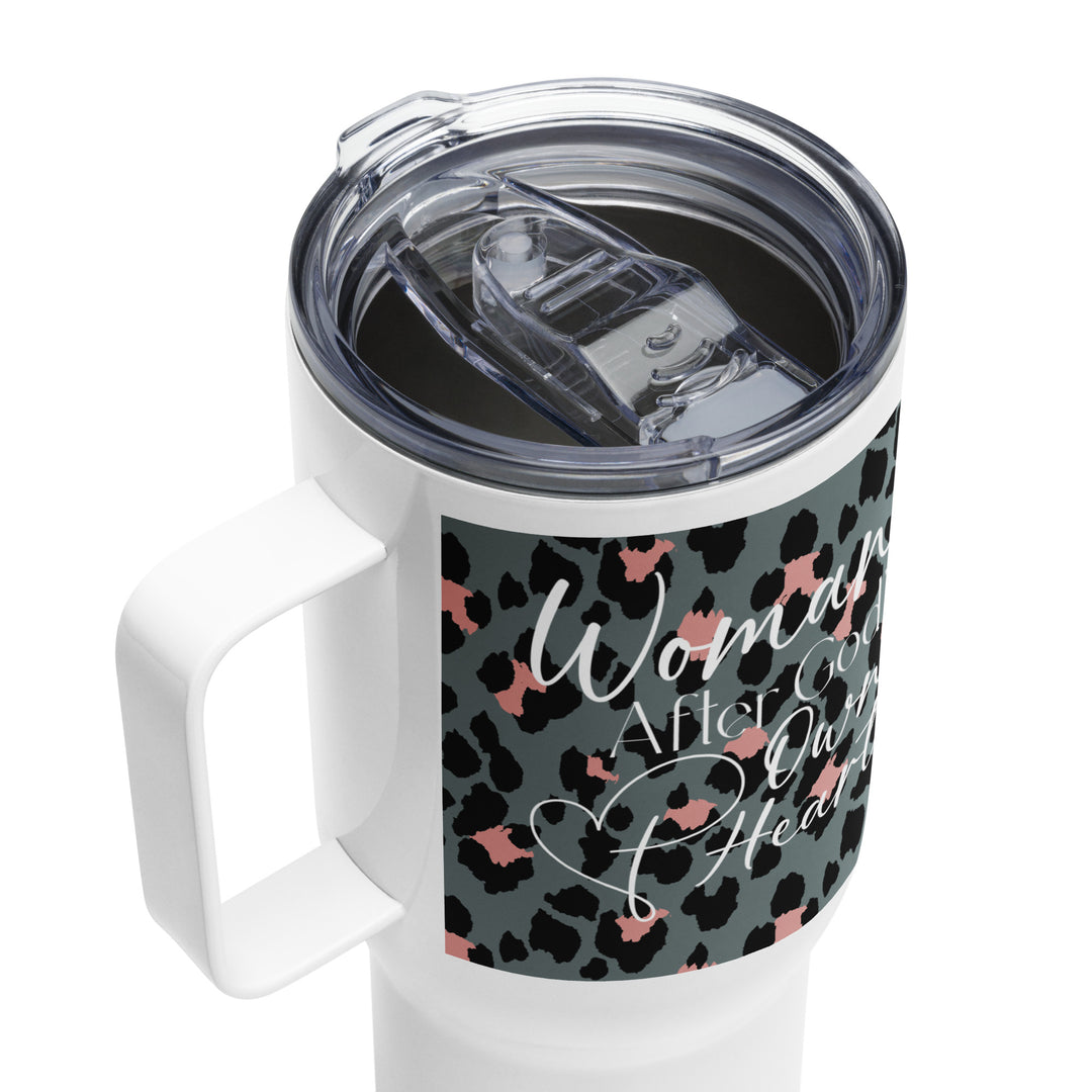 Woman After God's Own Heart Animal Print 25 oz Travel Mug with Handle Travel Mug   