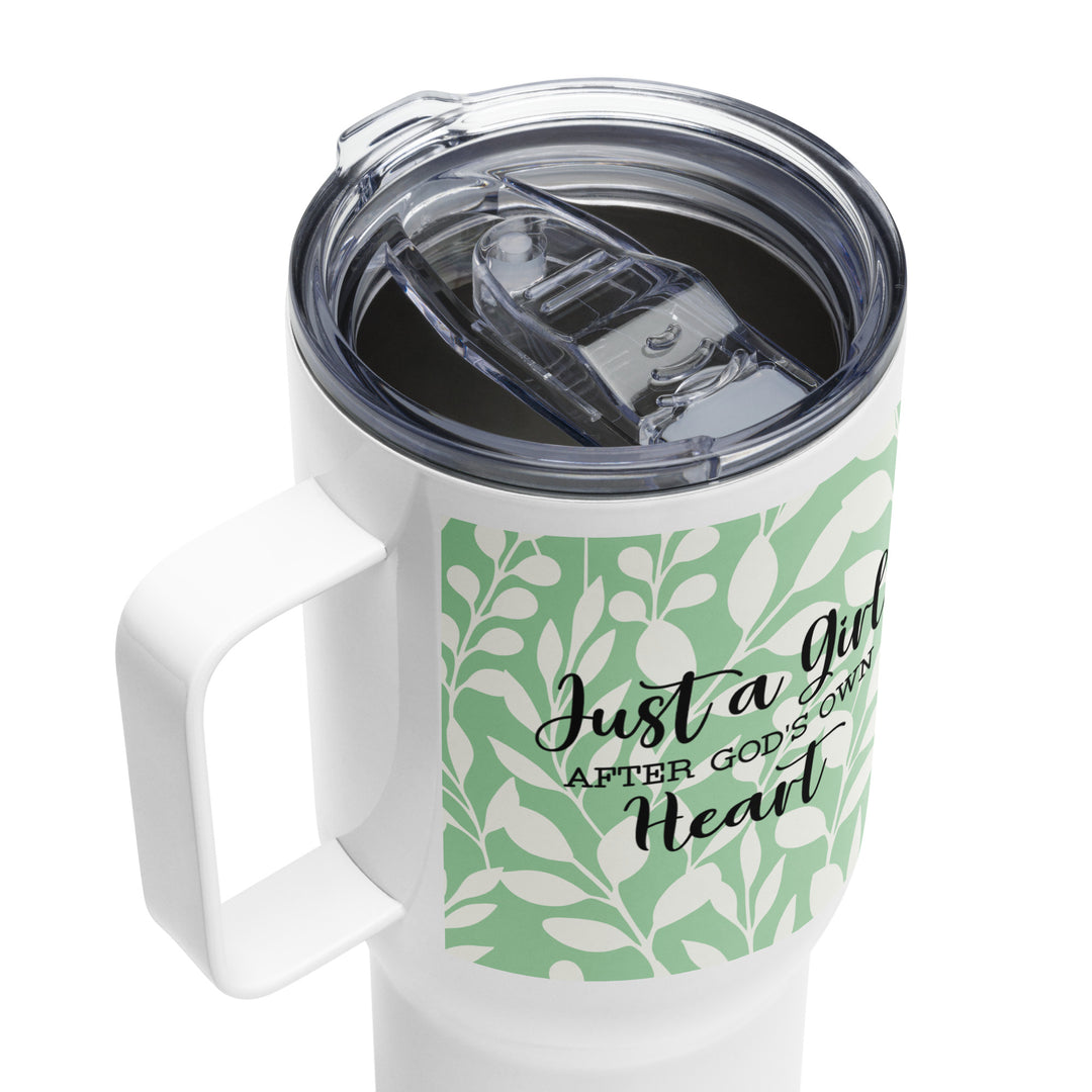 Christian Coffee Mug Travel Cup Girl After God's Own Heart Green 25 oz Travel Mug   