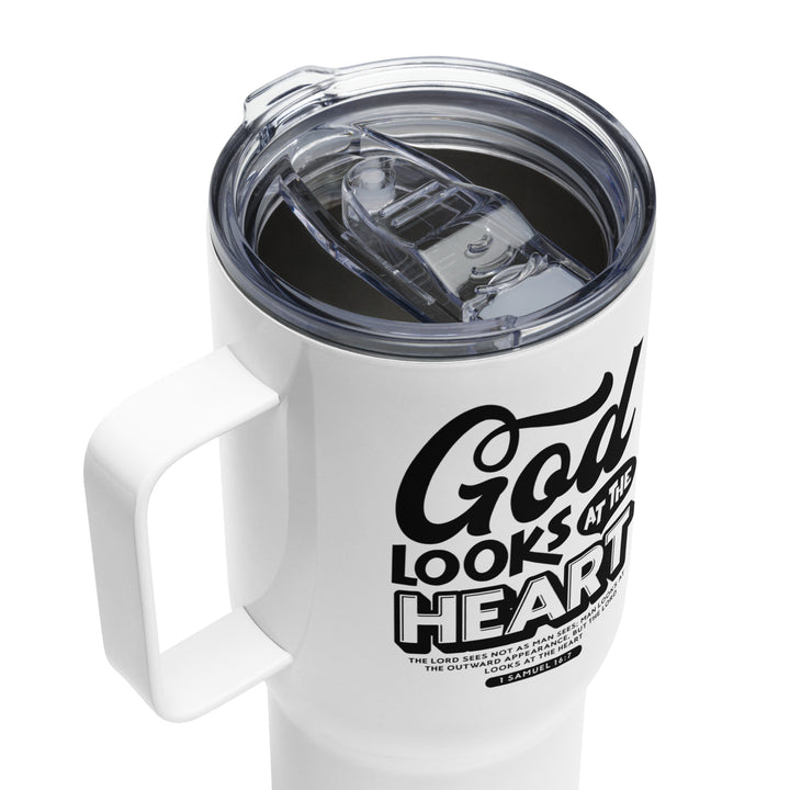 Christian Coffee Mug Travel Cup God Looks At The Heart 25 oz Travel Mug   