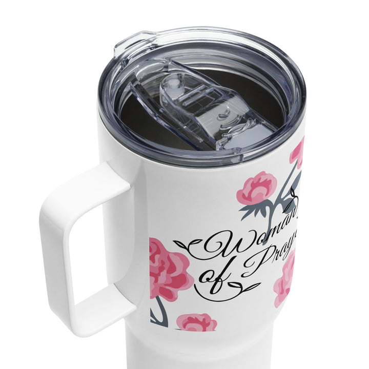 Woman of Prayer Rose 25 oz Travel Mug with Handle Travel Mug   