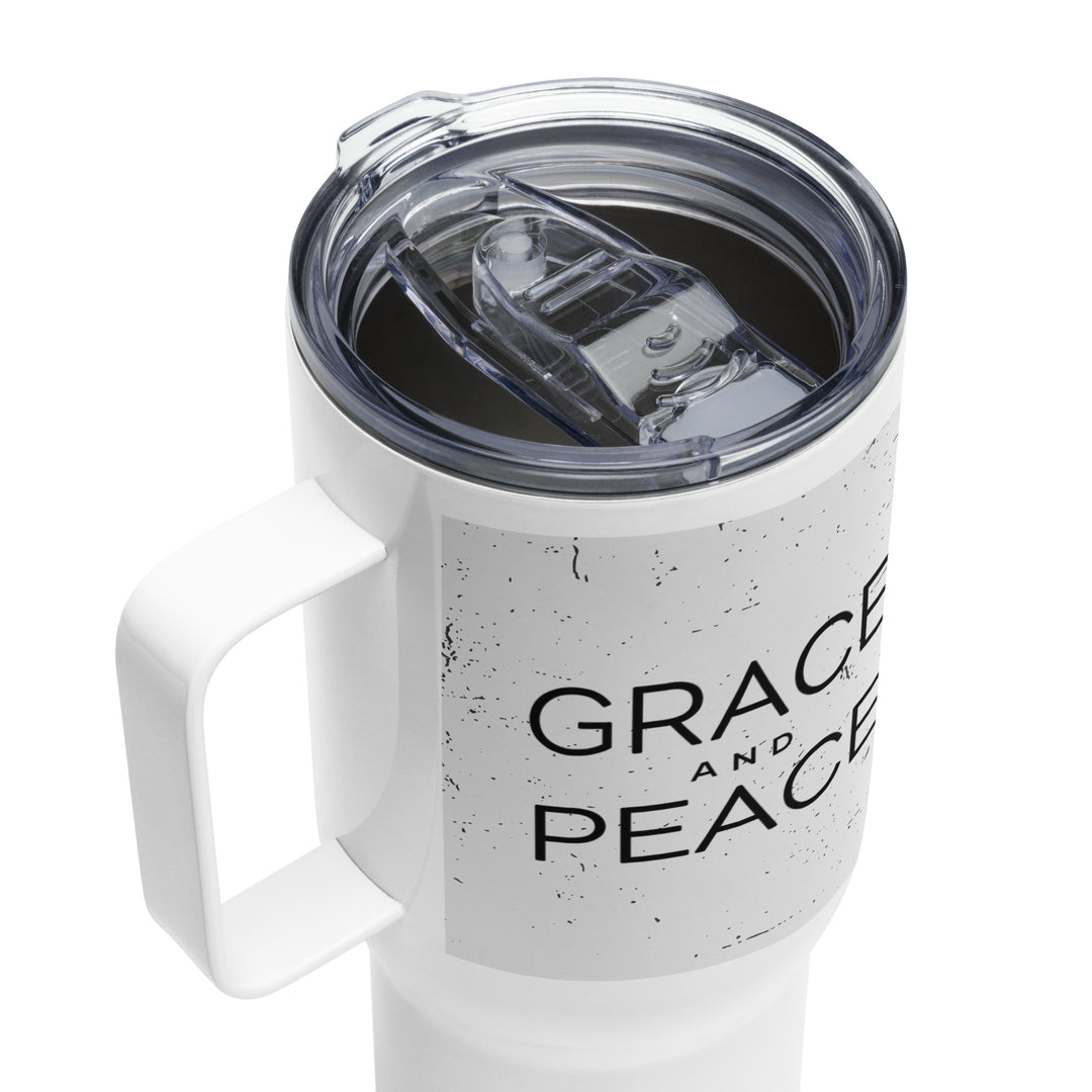 Grace and Peace Gray 25 oz Travel Mug with Handle Travel Mug   