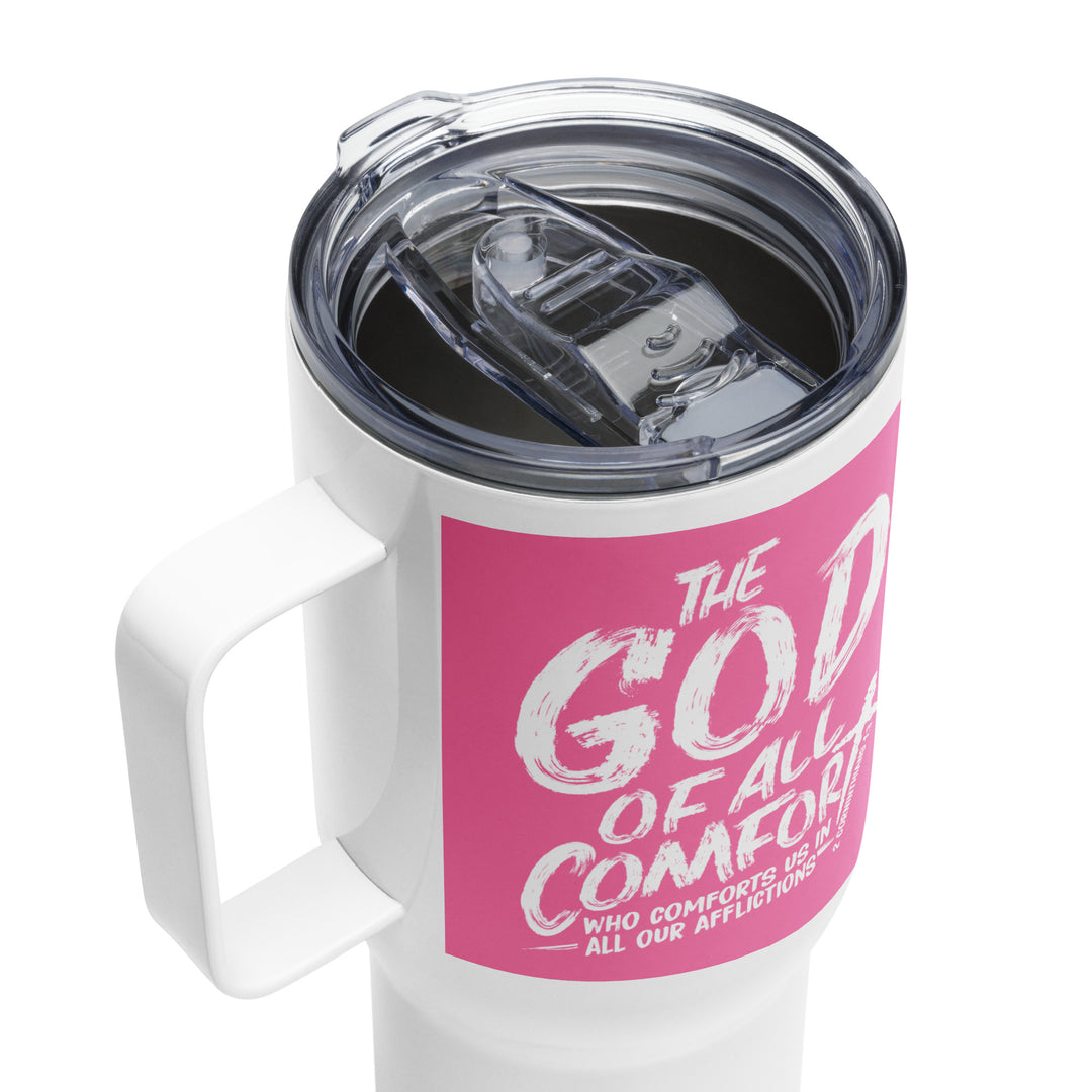 Christian Coffee Mug Travel Cup God of All Comfort 25 oz Travel Mug   