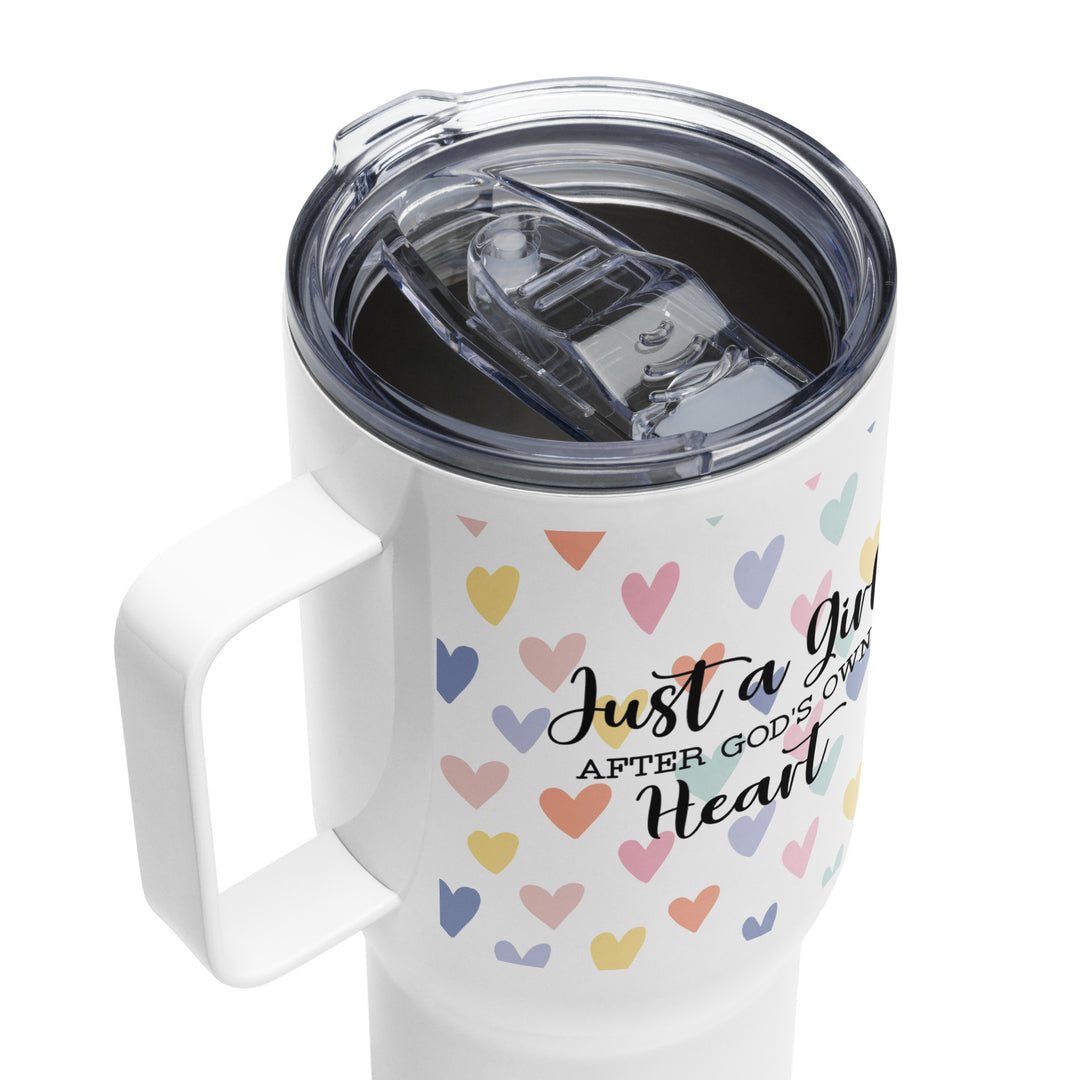 Christian Coffee Mug Travel Cup Girl After God's Own Heart Multi Hearts 25 oz Travel Mug   