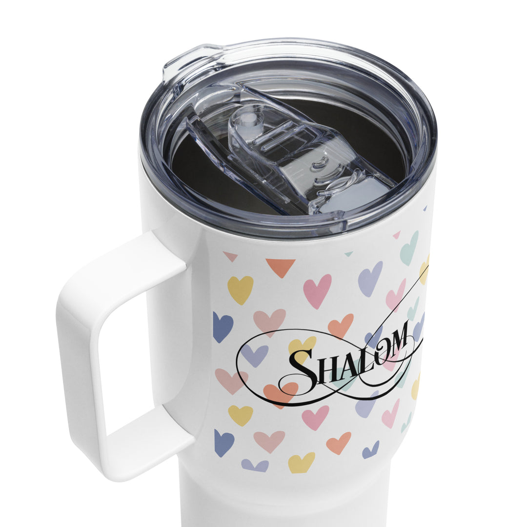 Shalom Hearts 25 oz Travel Mug with Handle Travel Mug   