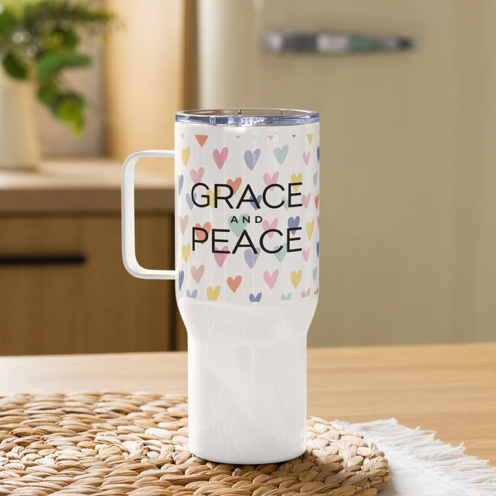 Grace and Peace Hearts 25 oz Travel Mug with Handle Travel Mug Default Title  